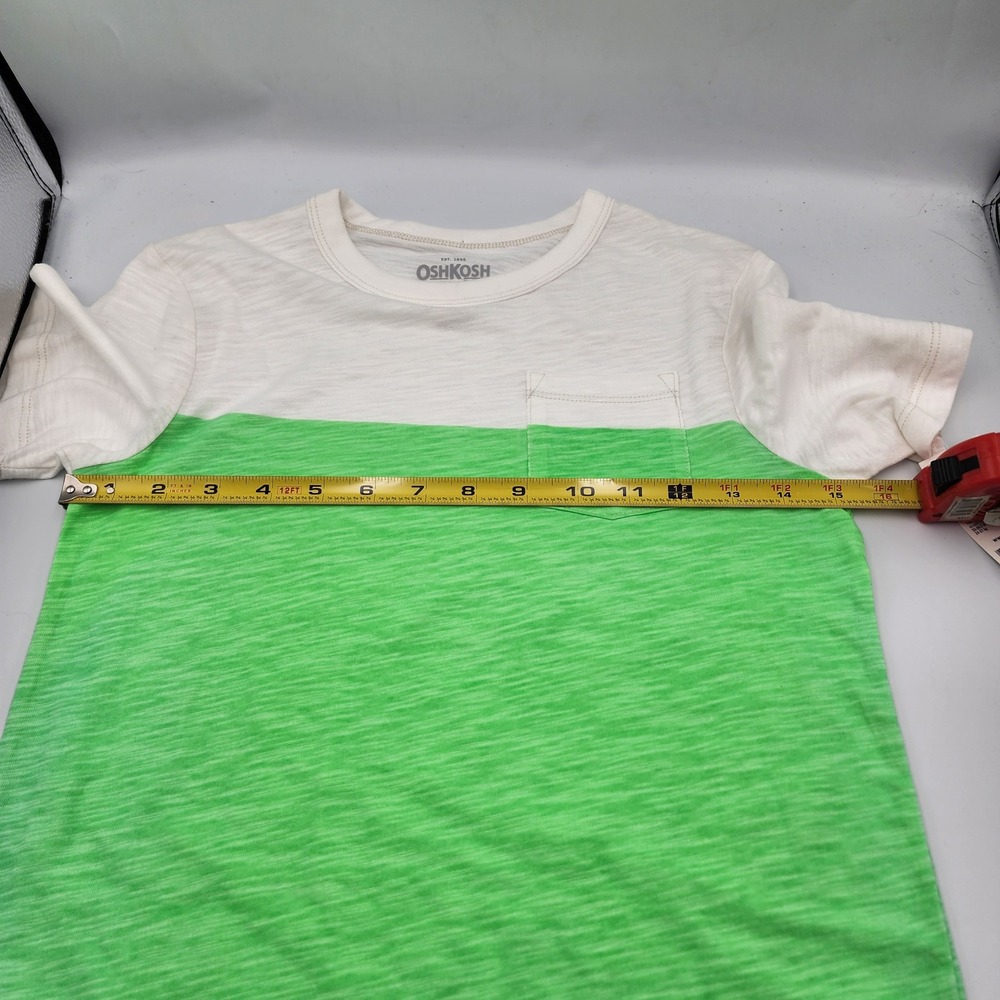 OshKosh Bgosh Boys Colorblock Pocket T-Shirt‎ Kids Top, White/Green, Size 7 - Picture 7 of 9